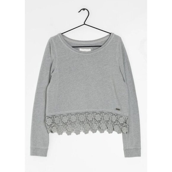 Abercrombie & Fitch Gray Sweater with Floral Lace Size S - Picture 1 of 13